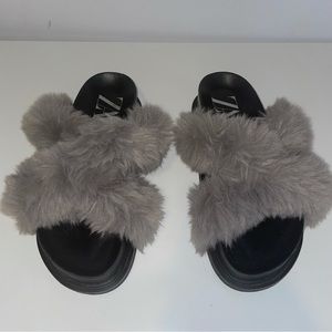 Zara faux fur slipper sandals